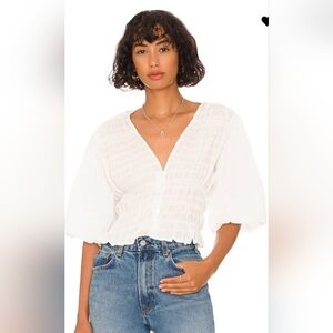 1. STATE White V-Neck Blouse